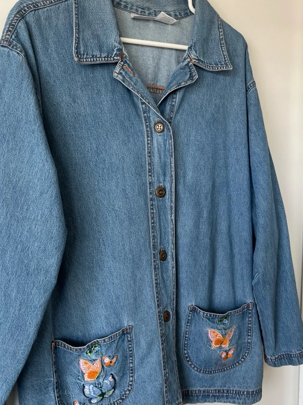 Blair Vintage Embroidered Butterfly Denim Jacket - Blue - Picture 2 of 6